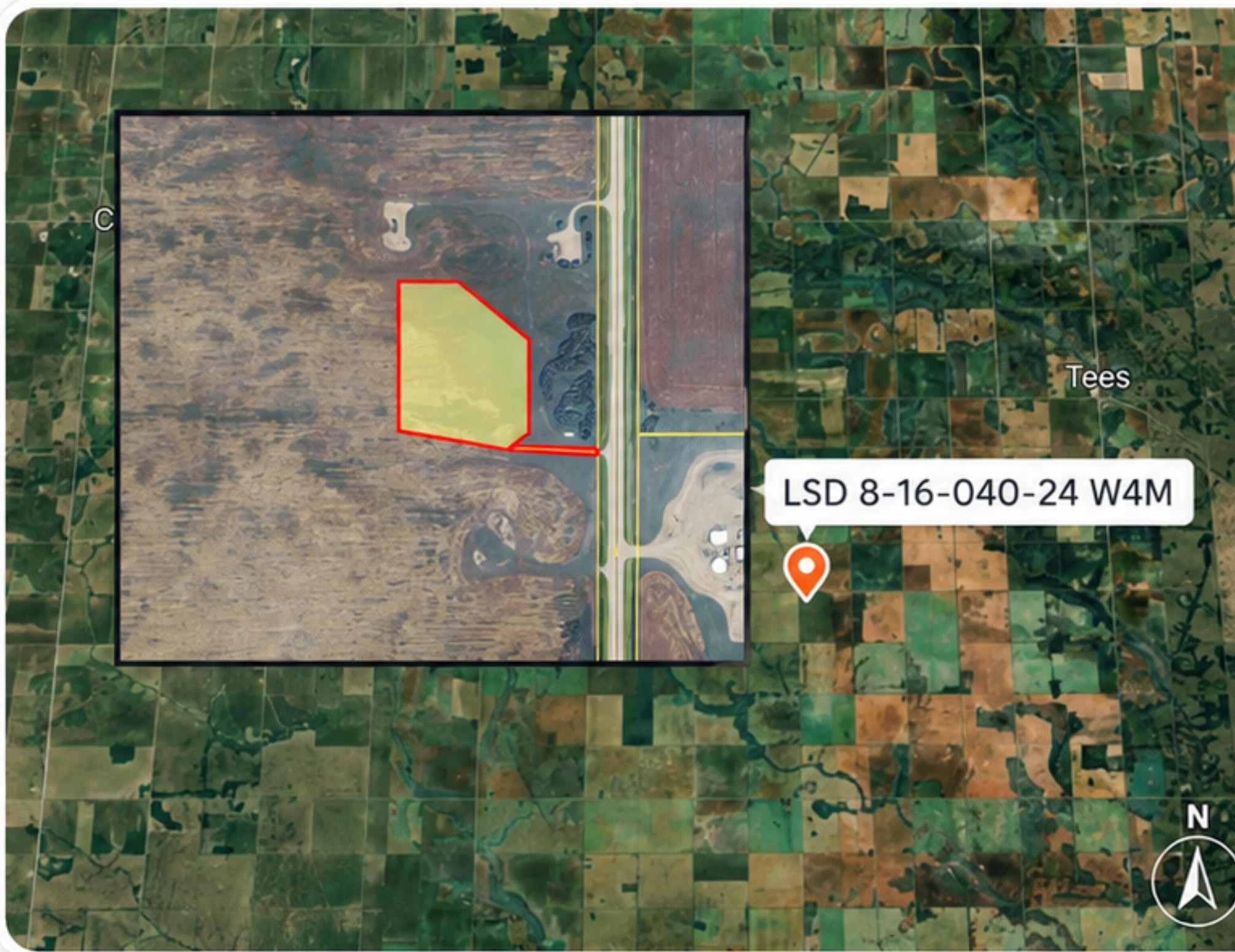 Location and proposed site footprint at LSD 8-16-040-24 W4M in Lacombe County